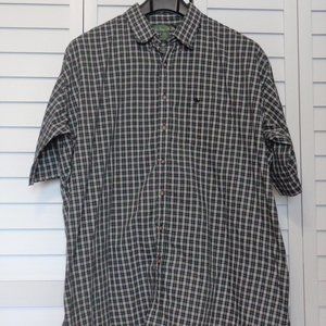 MENS 3XLT RESORT CASUAL GREEN AND BLACK PLAID BUTTON DOWN SHIRT WITH POCKET